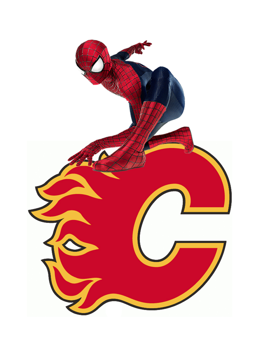 Calgary Flames Spider Man Logo vinyl decal